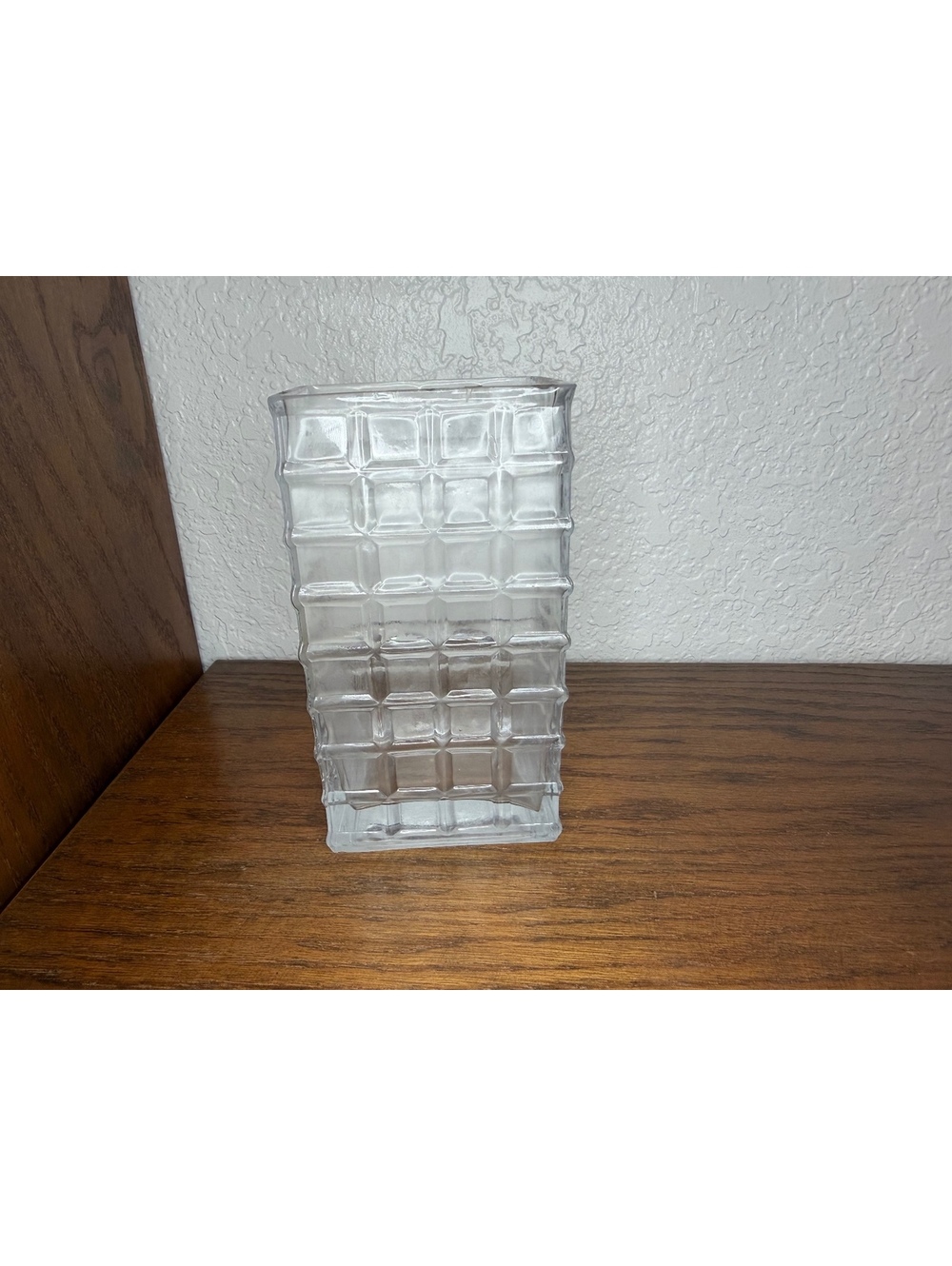 Vintage Art Glass Cube Block Vase Mid Century Modern